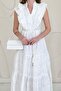 White ruffled button-up dress - 2