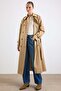 Removable Scarf Water-Repellent Trench Coat Kamel 6887 - 2