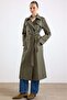 Double-Breasted Trench Coat with Cape Detail and Water-Repellent Feature Haki̇ 6890 - 6