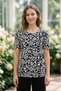 Women's Plus Size Lycra Crew Neck Floral Pattern Short Sleeve Mom T-Shirt Combed Cotton Blouse