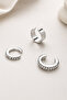 Women's 3-Piece Ear Cuff Earring Set Silver and Stone Cartilage Earrings (with Compression Closure) - 2