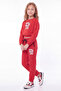 Girl's Crew Neck Short Cut Printed Double Pocket Tracksuit Set - 3