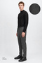 Men's Anthracite Slim Fit Tight-Fitting Tie-Waist Diagonal Patterned Flexible Casual Trousers with Side Pockets