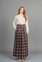 Women's Winter Plaid Checkered Patterned Side Zipper Belted Maxi Skirt 6846