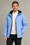 Men's Blue Removable Hooded Water and Wind Resistant Zippered Raincoat&Windbreaker - 3