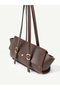 Yennefer Brown Belt Buckle Detailed Rectangular Baguette Handbag & Shoulder Bag - 5