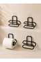 Krm Black Metal Wc Paper Holder Adhesive Wall Mounted Toilet Paper Holder Set 4 Pieces Krm - 5