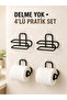 Preminium Black 4 Pieces Metal Toilet Paper Holder Self-Adhesive Mounting Without Drilling Bathroom Hanger