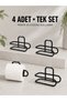 Krm Wall Adhesive Wc Paper Holder Black Metal 4 Pieces Toilet Paper Roll Hanger Krm