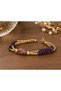 Purple Crystal Beaded Women's Bracelet – Elegant Design with Gold-Tone Detail and Ethnic Patterns - 2