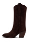 Women's Brown Thick Heeled Suede Leather Boots Wf190066Ds - 3