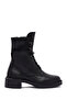 Women's Black Zippered Lace-Up Leather Boots Wf180018Df