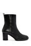 Women's Black Zippered Thick Heeled Leather Boots Wf410011Dv