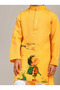 Boys Yellow Cotton Kurta with Printed Design - 2
