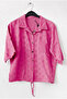 Pink Shirt Collar Short Sleeve Buttoned Mesh Pocket Belted Waist Embroidered Cotton Woven Jacket 53 60 - 2