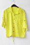Yellow Shirt Collar Short Sleeve Buttoned Mesh Pocket Belted Waist Embroidered Cotton Woven Jacket 53 60 - 2