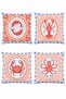 Red Sea Creatures Patterned 4-Piece Throw Pillow Cover Set - 3