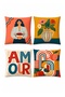 Fruity Women's Patterned 4-Piece Throw Pillow Cover Set - 3