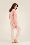 Women'S, Striped Patterned, Pink, Long Sleeve Pajama Set (with Socks as a Gift) - 4