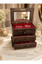 Special Design Handcrafted Fir Wood 3-Compartment Mirrored Multi-Purpose Jewelry Box with Key - 2