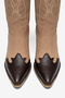 Mink Matte Suede Embroidery Detail Knee-High Western Cowboy Boots - 4