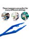 Plastic Forceps Tweezers [Pack of 10] Blue Disposable First Aid Pickup Grabbers with Finger Ridges, Serrated Tips and narrow points for Medical, Crafts, Lab and School Science Class - 3