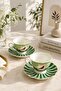 Set of 2 Green Patterned Porcelain Coffee Cups – Stylish Presentation Cup with Bird Figure