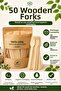 50-Piece Ecological Wooden Forks 16 cm Natural Birch Disposable Party Organization Forks - 8