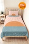 Minimal Sun Patterned Teen Room Single Pique Set - Pastel Blue 160X220 cm Bedspread