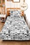 Black Geometric Youth Room Single Pique Set-Modern Arrow Motif 160X220Cm Quilted Bedspread