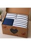 Double 100% Cotton Striped Duvet Cover Set |   Elasticized Sheets |   6 Pieces |   Boxed Shipping |   Indigo Blue - 5