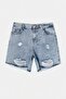 Light Blue Ripped Elastic High Waist Mini 100% Cotton Non-Stretch Denim Shorts Tbbss26Ap00014 - 4