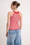 Ekru İnce Çizgili Cut Out Detaylı Triko Bluz TWOSS26BZ00890 - 7