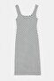 White Polka Dot Thick Strap Long Lycra Dress Tdrss26El00066 - 6