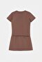 Brown Plain Knitted Girls' Top and Bottom Set Tkdss26Au00144 - 5