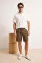 Khaki Elastic Waist Regular Fit Shorts & Bermuda Tmnss26Sr00025 - 3