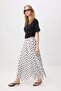 Ecru Polka Dot Lined Maxi Knitted A-Line Asymmetrical Skirt Twoss26Et00274 - 2