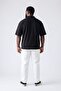 Big Size Black Oversized /Wide Cut Textured Polo Collar T-Shirt Tmnss25Bp00004 - 2