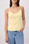 Yellow Fitted/V-Neck Thin Strap Sleeveless Cotton Ribbed Knitted Undershirt Twoss26Al00109 - 3