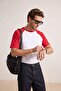 White-Red Low Shoulder Regular Color Block 100% Cotton T-Shirt Tmnss26Ts00079 - 4