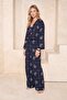 Navy Blue Underwater Patterned Woven 100% Cotton Beach Blouse Trousers Set Tbess26Au00100 - 2