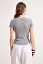 Grey Melange Fitted/Bodycon Short Sleeve Report Knitted Blouse Twoss26Bz00262 - 3