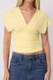Sarı Fitted/Vücuda Oturan Büzgü/Drape Detaylı Örme Bluz TWOSS25BZ00605 - 3