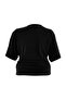 Siyah Fitted/Vücuda Oturan Kayık Yaka Kısa Kollu Esnek Örme Bluz TBBSS26AF00139 - 5