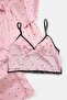 Pink 3-Piece Polka Dot Satin Woven Dressing Gown + Pajama Set Thmaw27Pt00011 - 8