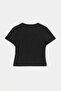 Siyah Nakışlı / İşlemeli Fitted V Yaka Kısa Crop Yumuşak Örme T-Shirt TWOSS26TS00363 - 5