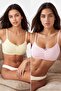 Sarı-Pembe 2'li %100 Pamuklu Pointel Kapsız Bralette Örme Sütyen THMAW27SU00001