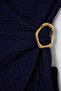 Navy Blue Double Breasted Collar Accessory Sleeveless Top Comfortable Fit Elastic Waist Pants Set Tdrss26Au00050 - 7
