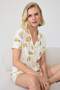 Ecru 100% Cotton Duck Patterned Ribbed Shorts Knitted Pajamas Set Thmss25Pt00300 - 2