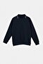Lacivert Regular/Normal Kesim Yaka Detaylı Fırçalı Selanik Yumuşak Sweatshirt TMNAW27SW00003 - 6